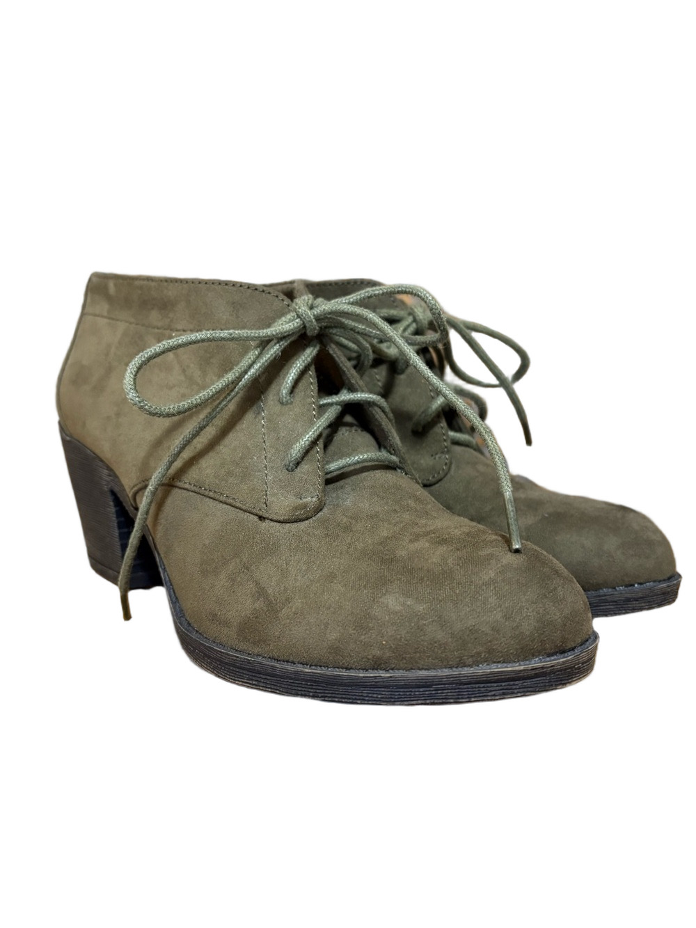 Rocket Dog Olive Suede Lace-Up Ankle Booties